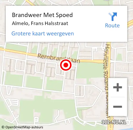 Locatie op kaart van de 112 melding: Brandweer Met Spoed Naar Almelo, Frans Halsstraat op 31 januari 2018 18:27