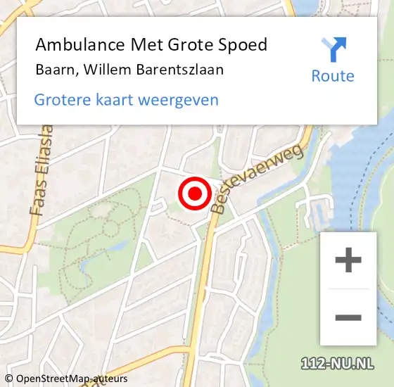 Locatie op kaart van de 112 melding: Ambulance Met Grote Spoed Naar Baarn, Willem Barentszlaan op 31 januari 2018 18:29