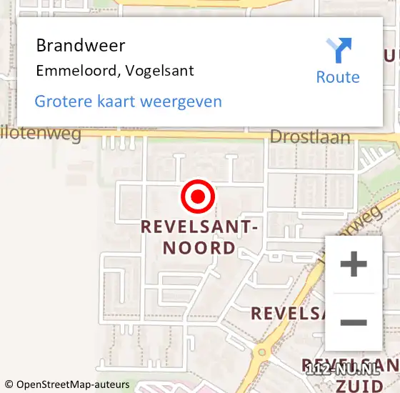 Locatie op kaart van de 112 melding: Brandweer Emmeloord, Vogelsant op 31 januari 2018 19:45