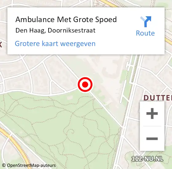 Locatie op kaart van de 112 melding: Ambulance Met Grote Spoed Naar Den Haag, Doorniksestraat op 31 januari 2018 20:14
