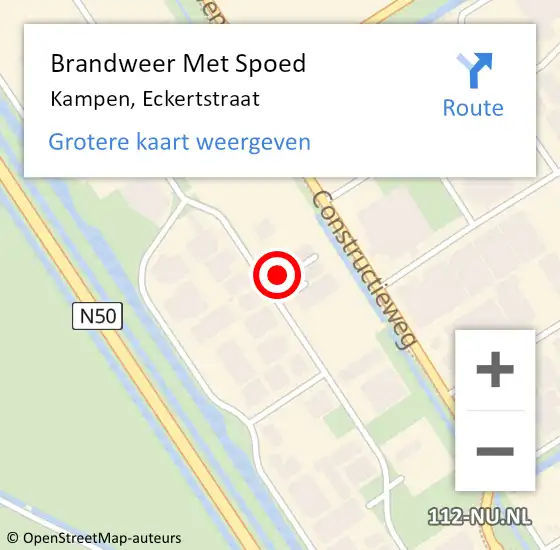 Locatie op kaart van de 112 melding: Brandweer Met Spoed Naar Kampen, Eckertstraat op 31 januari 2018 21:18