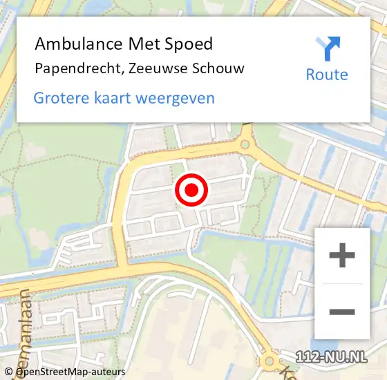Locatie op kaart van de 112 melding: Ambulance Met Spoed Naar Papendrecht, Zeeuwse Schouw op 31 januari 2018 22:38