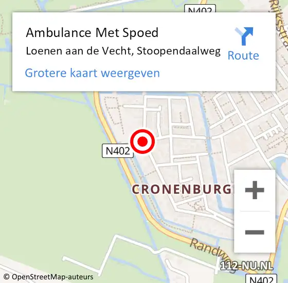 Locatie op kaart van de 112 melding: Ambulance Met Spoed Naar Loenen aan de Vecht, Stoopendaalweg op 14 februari 2014 20:40