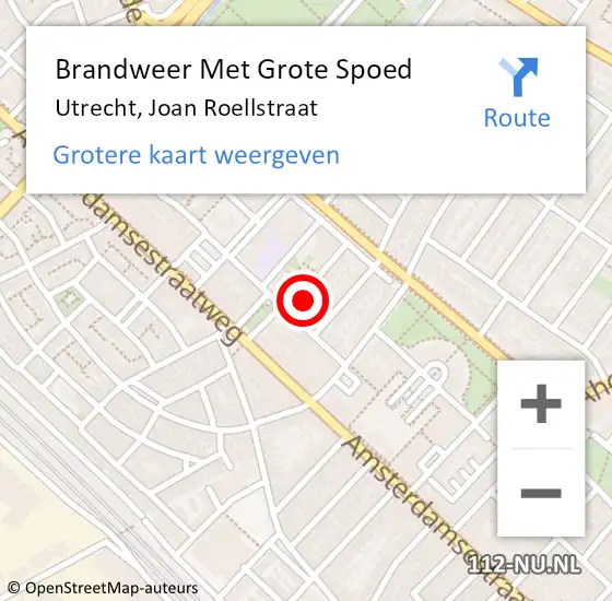 Locatie op kaart van de 112 melding: Brandweer Met Grote Spoed Naar Utrecht, Joan Roellstraat op 1 februari 2018 00:59