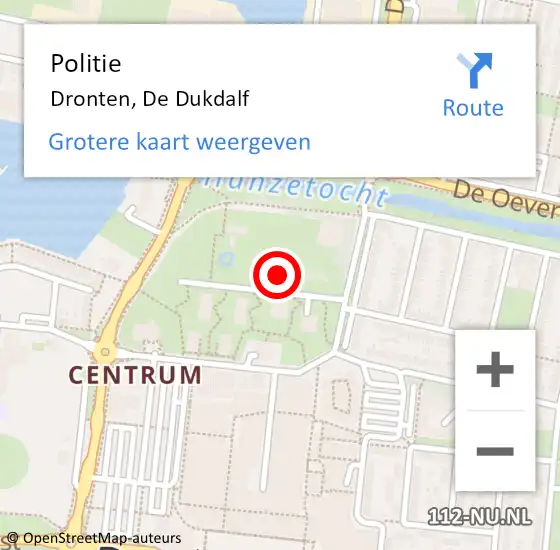 Locatie op kaart van de 112 melding: Politie Dronten, De Dukdalf op 22 september 2013 14:19