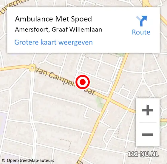 Locatie op kaart van de 112 melding: Ambulance Met Spoed Naar Amersfoort, Graaf Willemlaan op 1 februari 2018 01:28