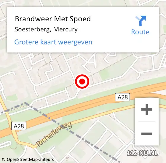 Locatie op kaart van de 112 melding: Brandweer Met Spoed Naar Soesterberg, Mercury op 1 februari 2018 05:14