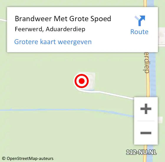 Locatie op kaart van de 112 melding: Brandweer Met Grote Spoed Naar Feerwerd, Aduarderdiep op 14 februari 2014 20:51