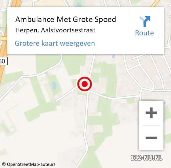 Locatie op kaart van de 112 melding: Ambulance Met Grote Spoed Naar Herpen, Aalstvoortsestraat op 1 februari 2018 07:42