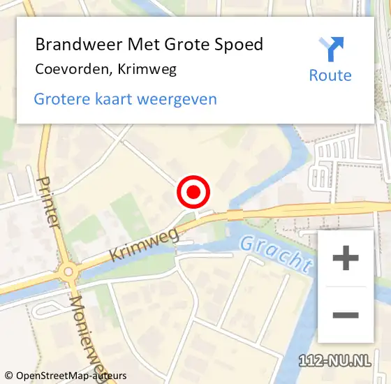 Locatie op kaart van de 112 melding: Brandweer Met Grote Spoed Naar Coevorden, Krimweg op 1 februari 2018 07:57