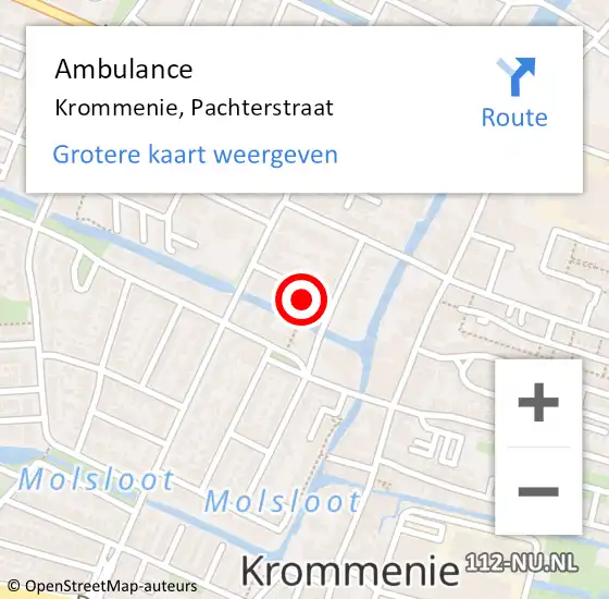 Locatie op kaart van de 112 melding: Ambulance Krommenie, Pachterstraat op 1 februari 2018 08:17