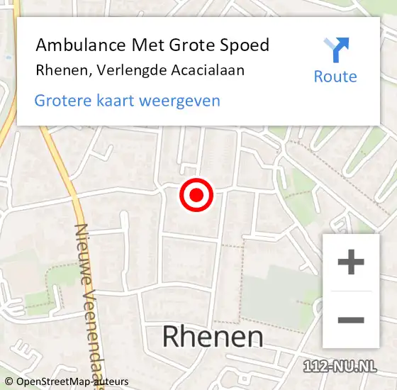 Locatie op kaart van de 112 melding: Ambulance Met Grote Spoed Naar Rhenen, Verlengde Acacialaan op 1 februari 2018 08:49