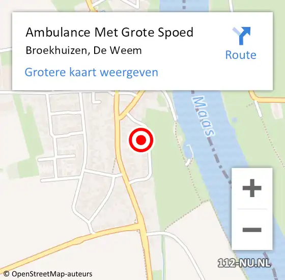 Locatie op kaart van de 112 melding: Ambulance Met Grote Spoed Naar Broekhuizen, De Weem op 14 februari 2014 21:09