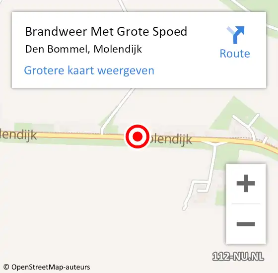 Locatie op kaart van de 112 melding: Brandweer Met Grote Spoed Naar Den Bommel, Molendijk op 1 februari 2018 09:16