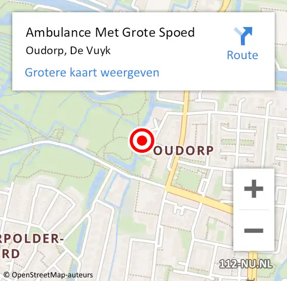 Locatie op kaart van de 112 melding: Ambulance Met Grote Spoed Naar Oudorp, De Vuyk op 1 februari 2018 10:27