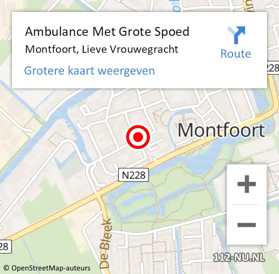 Locatie op kaart van de 112 melding: Ambulance Met Grote Spoed Naar Montfoort, Lieve Vrouwegracht op 1 februari 2018 10:28