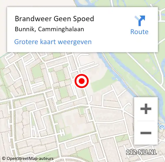 Locatie op kaart van de 112 melding: Brandweer Geen Spoed Naar Bunnik, Camminghalaan op 1 februari 2018 11:31