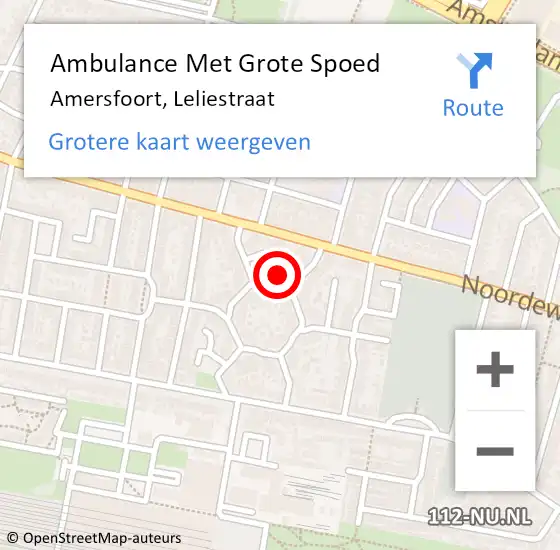 Locatie op kaart van de 112 melding: Ambulance Met Grote Spoed Naar Amersfoort, Leliestraat op 1 februari 2018 12:03