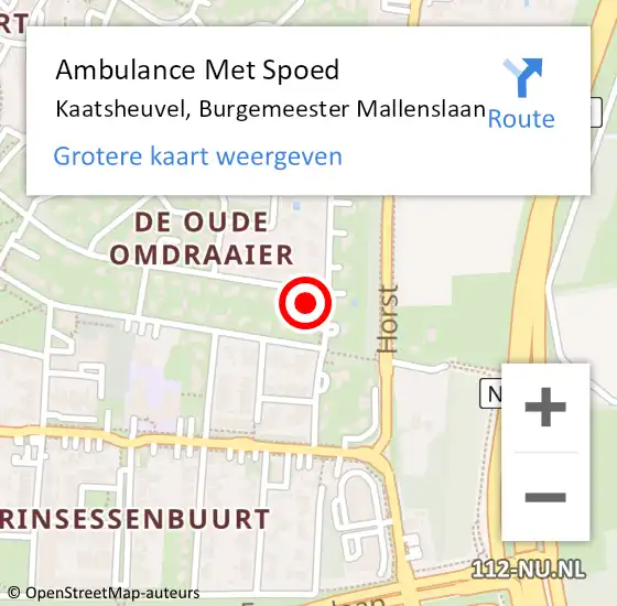 Locatie op kaart van de 112 melding: Ambulance Met Spoed Naar Kaatsheuvel, Burgemeester Mallenslaan op 1 februari 2018 12:18