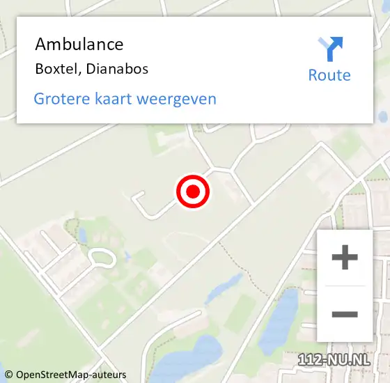 Locatie op kaart van de 112 melding: Ambulance Boxtel, Dianabos op 1 februari 2018 12:56