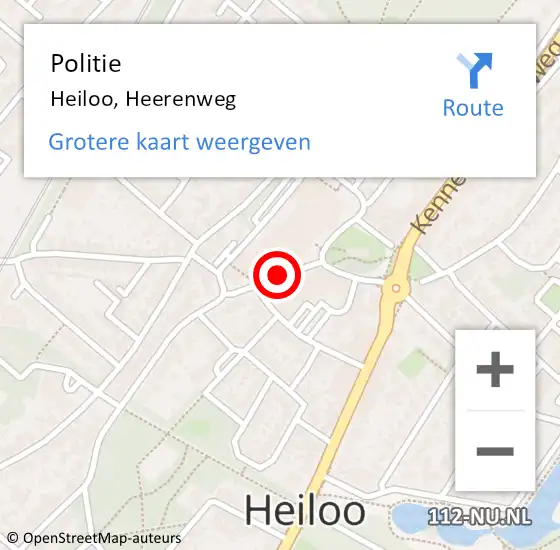 Locatie op kaart van de 112 melding: Politie Heiloo, Heerenweg op 1 februari 2018 13:01
