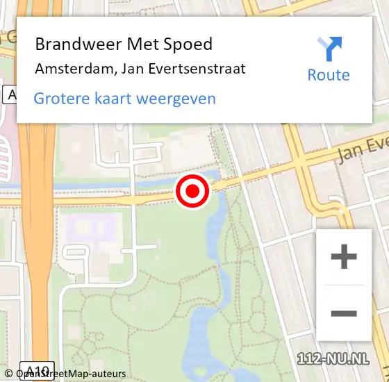 Locatie op kaart van de 112 melding: Brandweer Met Spoed Naar Amsterdam, Jan Evertsenstraat op 1 februari 2018 13:31