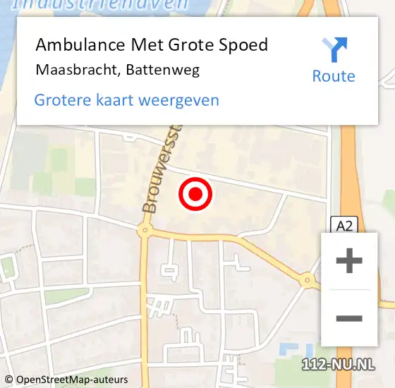 Locatie op kaart van de 112 melding: Ambulance Met Grote Spoed Naar Maasbracht, Battenweg op 1 februari 2018 13:49