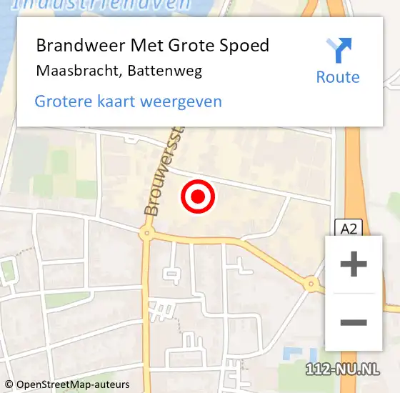 Locatie op kaart van de 112 melding: Brandweer Met Grote Spoed Naar Maasbracht, Battenweg op 1 februari 2018 13:50