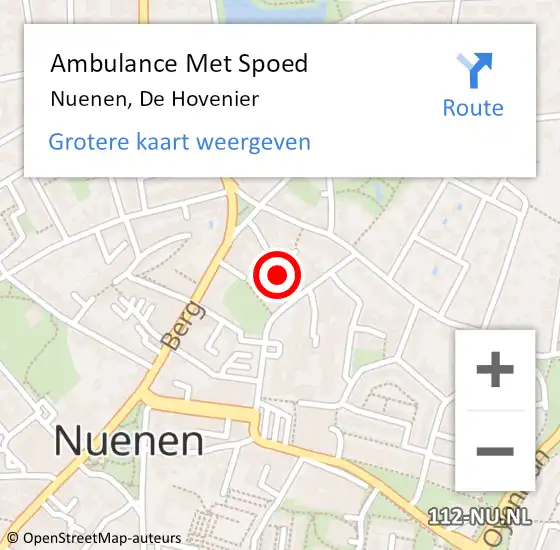 Locatie op kaart van de 112 melding: Ambulance Met Spoed Naar Nuenen, De Hovenier op 1 februari 2018 13:55