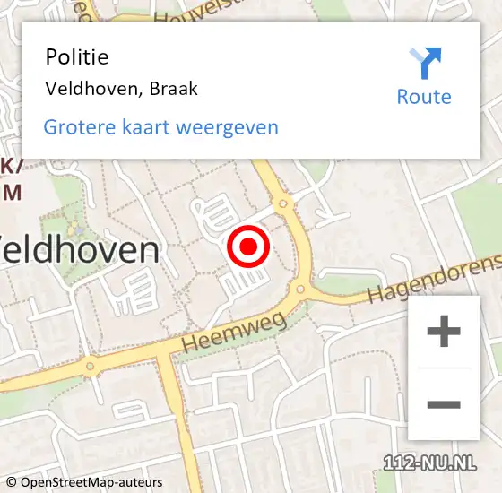 Locatie op kaart van de 112 melding: Politie Veldhoven, Braak op 1 februari 2018 14:13