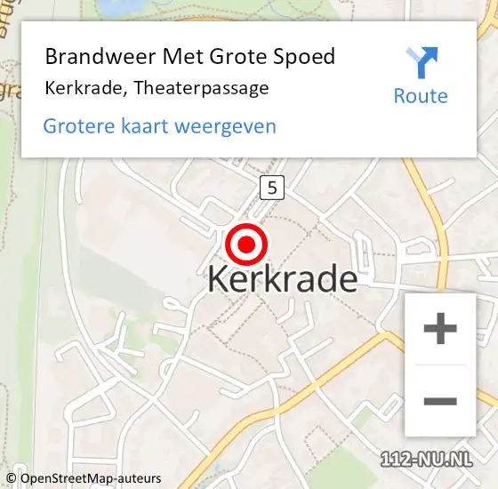 Locatie op kaart van de 112 melding: Brandweer Met Grote Spoed Naar Kerkrade, Theaterpassage op 1 februari 2018 15:09