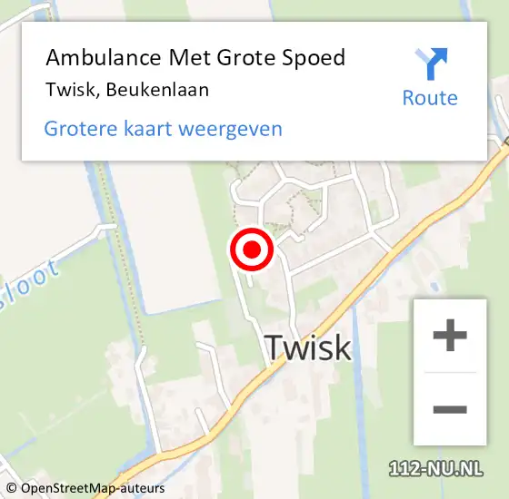 Locatie op kaart van de 112 melding: Ambulance Met Grote Spoed Naar Twisk, Beukenlaan op 1 februari 2018 15:15