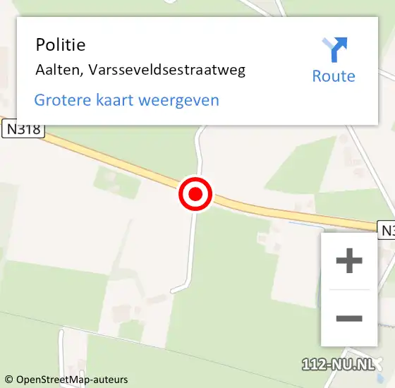 Locatie op kaart van de 112 melding: Politie Aalten, Varsseveldsestraatweg op 14 februari 2014 22:02