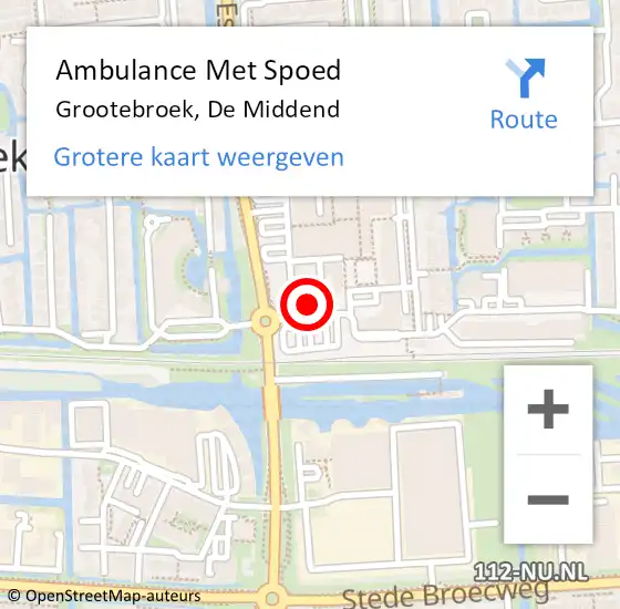 Locatie op kaart van de 112 melding: Ambulance Met Spoed Naar Grootebroek, De Middend op 1 februari 2018 15:54