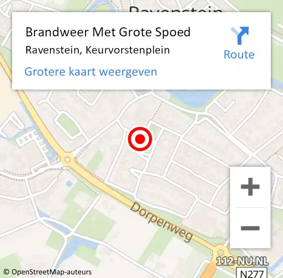 Locatie op kaart van de 112 melding: Brandweer Met Grote Spoed Naar Ravenstein, Keurvorstenplein op 1 februari 2018 16:08