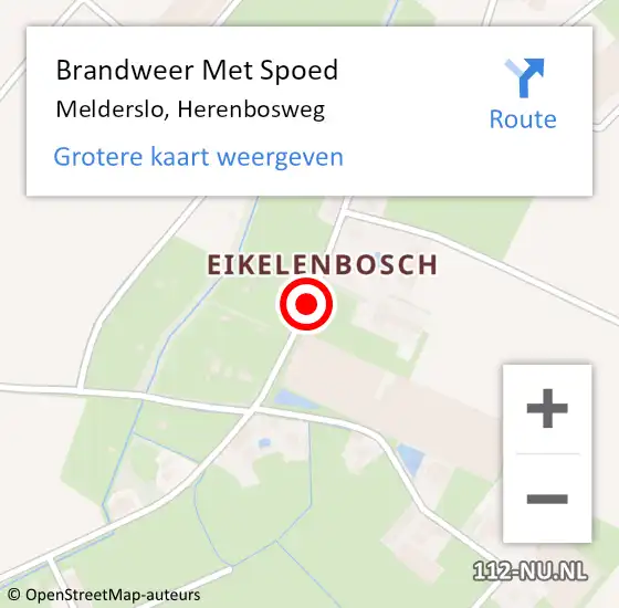 Locatie op kaart van de 112 melding: Brandweer Met Spoed Naar Melderslo, Herenbosweg op 1 februari 2018 16:19