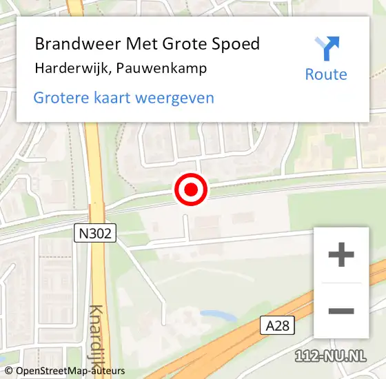 Locatie op kaart van de 112 melding: Brandweer Met Grote Spoed Naar Harderwijk, Pauwenkamp op 1 februari 2018 16:41