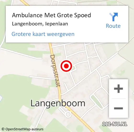 Locatie op kaart van de 112 melding: Ambulance Met Grote Spoed Naar Langenboom, Iepenlaan op 1 februari 2018 16:43