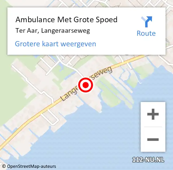 Locatie op kaart van de 112 melding: Ambulance Met Grote Spoed Naar Ter Aar, Langeraarseweg op 14 februari 2014 22:11