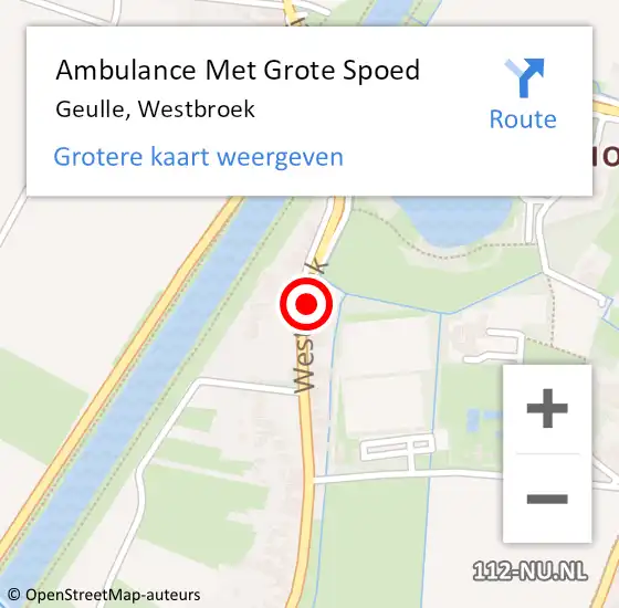 Locatie op kaart van de 112 melding: Ambulance Met Grote Spoed Naar Geulle, Westbroek op 14 februari 2014 22:17