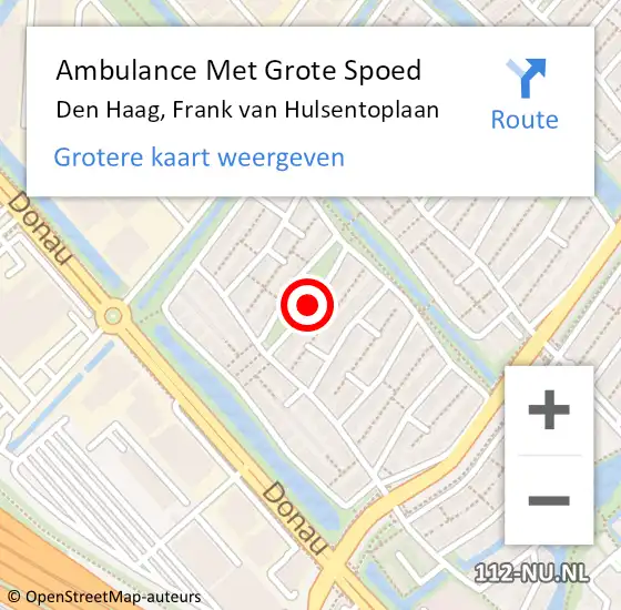 Locatie op kaart van de 112 melding: Ambulance Met Grote Spoed Naar Den Haag, Frank van Hulsentoplaan op 1 februari 2018 18:01