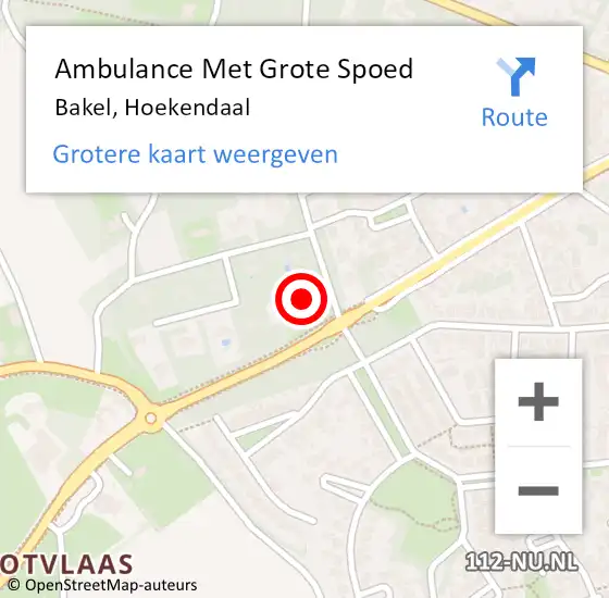 Locatie op kaart van de 112 melding: Ambulance Met Grote Spoed Naar Bakel, Hoekendaal op 1 februari 2018 18:14