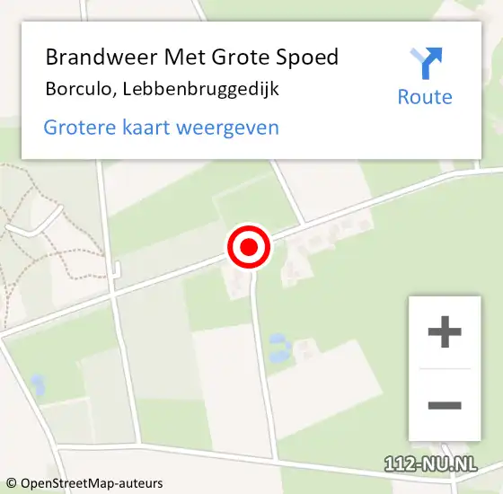 Locatie op kaart van de 112 melding: Brandweer Met Grote Spoed Naar Borculo, Lebbenbruggedijk op 1 februari 2018 18:34