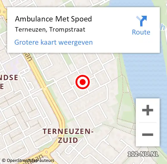 Locatie op kaart van de 112 melding: Ambulance Met Spoed Naar Terneuzen, Trompstraat op 1 februari 2018 18:39