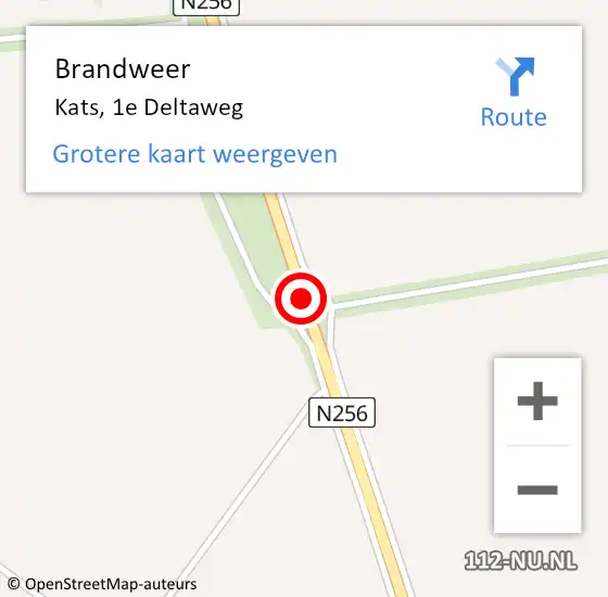 Locatie op kaart van de 112 melding: Brandweer Kats, 1e Deltaweg op 1 februari 2018 19:16