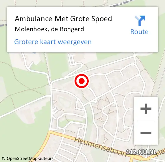 Locatie op kaart van de 112 melding: Ambulance Met Grote Spoed Naar Molenhoek, de Bongerd op 1 februari 2018 19:40