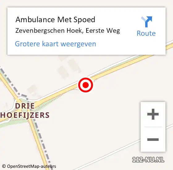 Locatie op kaart van de 112 melding: Ambulance Met Spoed Naar Zevenbergschen Hoek, Eerste Weg op 1 februari 2018 20:37