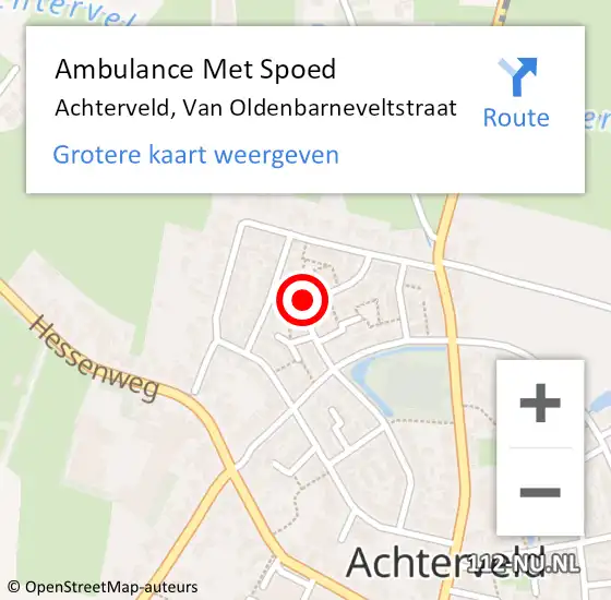 Locatie op kaart van de 112 melding: Ambulance Met Spoed Naar Achterveld, Van Oldenbarneveltstraat op 1 februari 2018 21:21