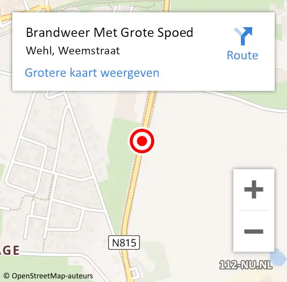 Locatie op kaart van de 112 melding: Brandweer Met Grote Spoed Naar Wehl, Weemstraat op 1 februari 2018 21:22