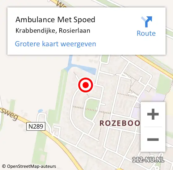 Locatie op kaart van de 112 melding: Ambulance Met Spoed Naar Krabbendijke, Rosierlaan op 1 februari 2018 21:57